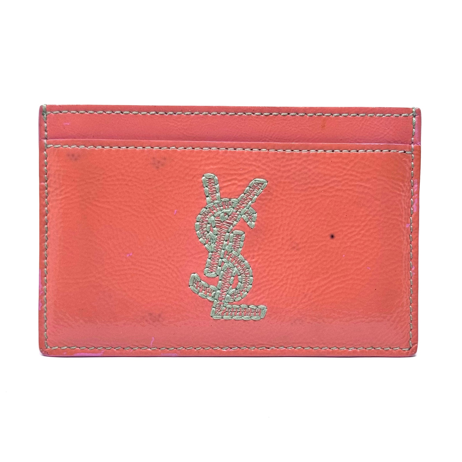 Ysl Embroidered Cardholder Wallet
